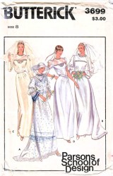 3699 BUTTERICK BRIDES / MAID PARSONS SS-LS FLOOR GOWN, STRAPLESS SLIP PATTERN 8,14